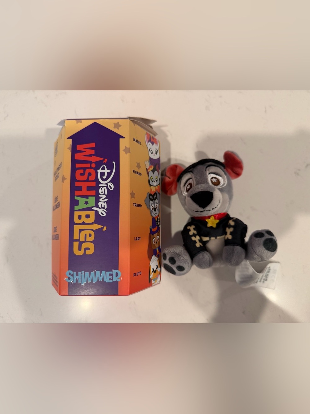 Disney Gray & Black Tramp Wishables Plush with Red Accents